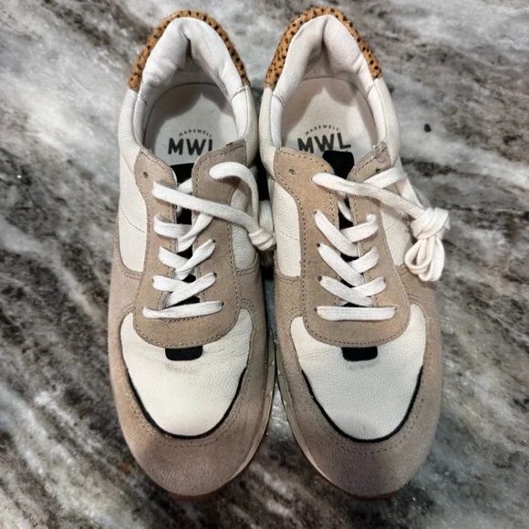 MadeWell Kick Off Sneakers in Leather & Spot Dot Calf Hair W8 - Picture 9 of 12